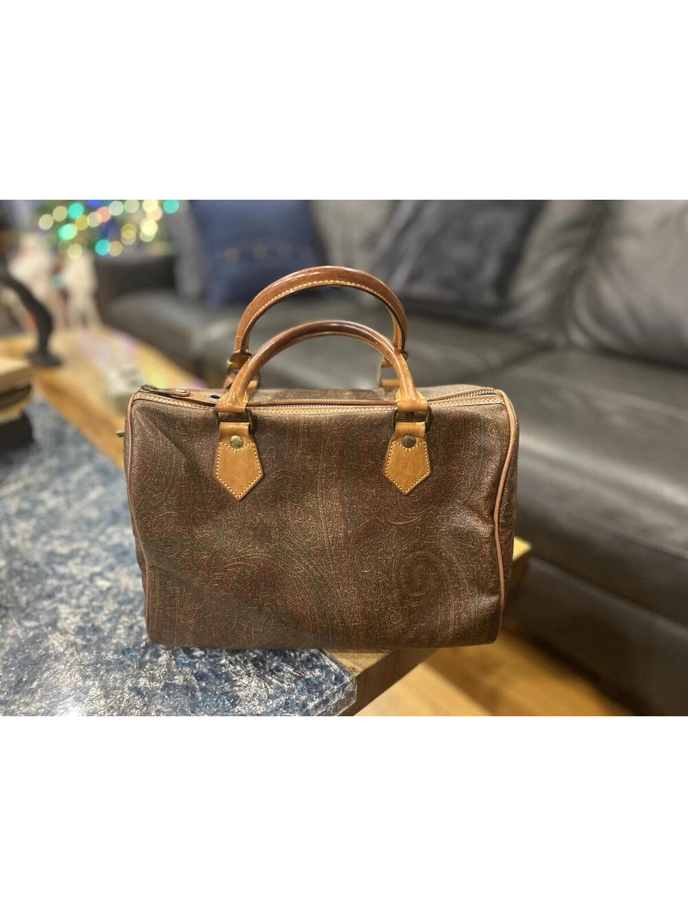 Etro Boston bag Paisley PVC leather Woman Authentic Used